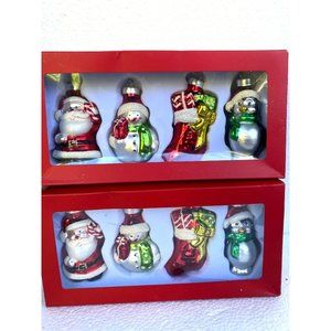 Glass Bolwn Christmas tree ornaments Snowman Santa